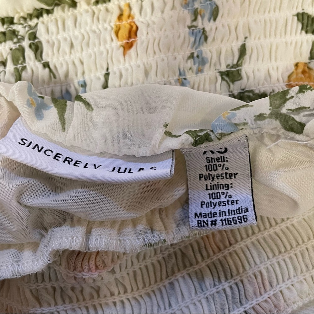 Sincerely Jules midi summer dress lemon print fairy core women’s XS smocked - Picture 5 of 5